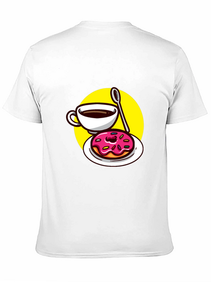 Coffee & Donut T-Shirt - Black Fun Graphic Tee