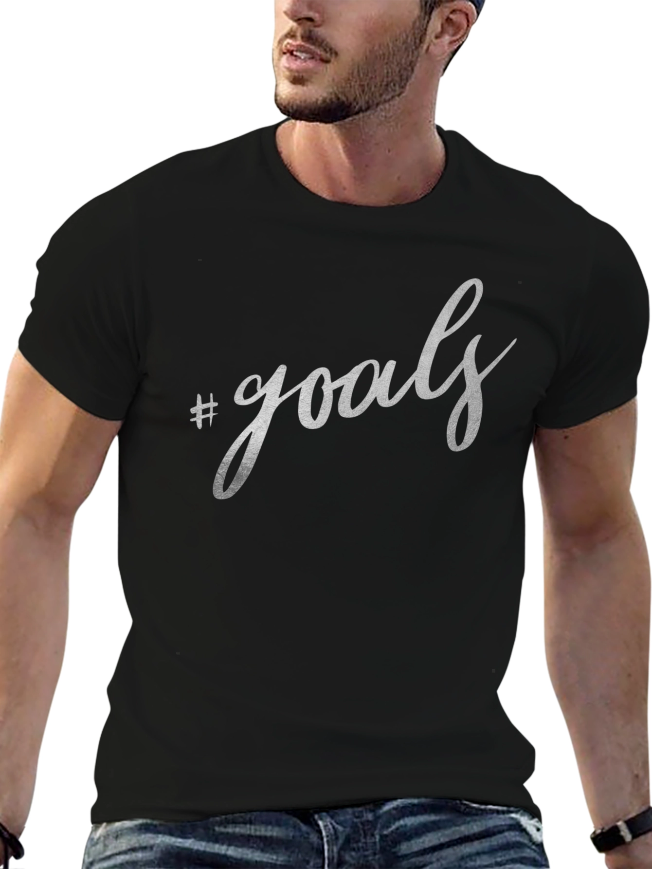 #Goals Graphic Print Black T-Shirt - Stylish and Trendy