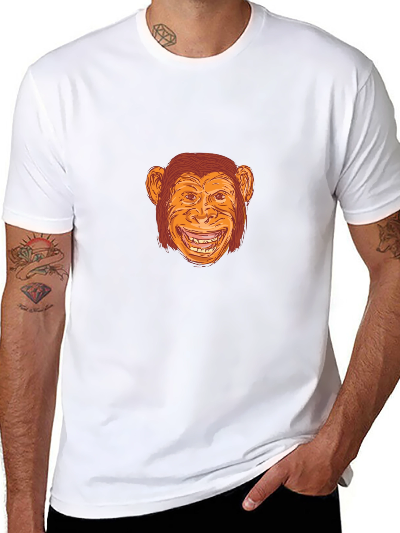 Funny Monkey Graphic Tee - Black Cotton T-Shirt