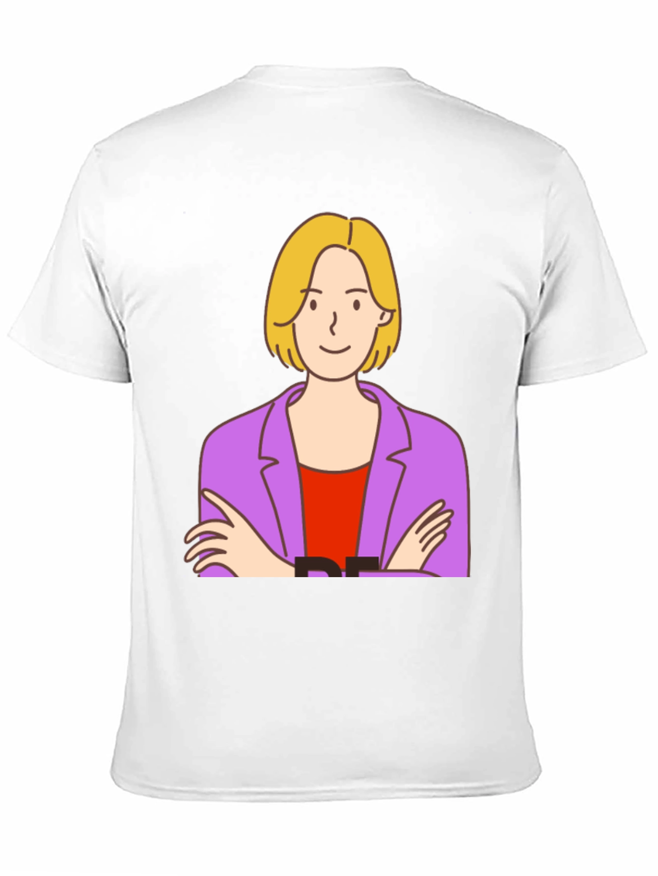 Cartoon Woman Graphic Tee - Black Cotton T-Shirt