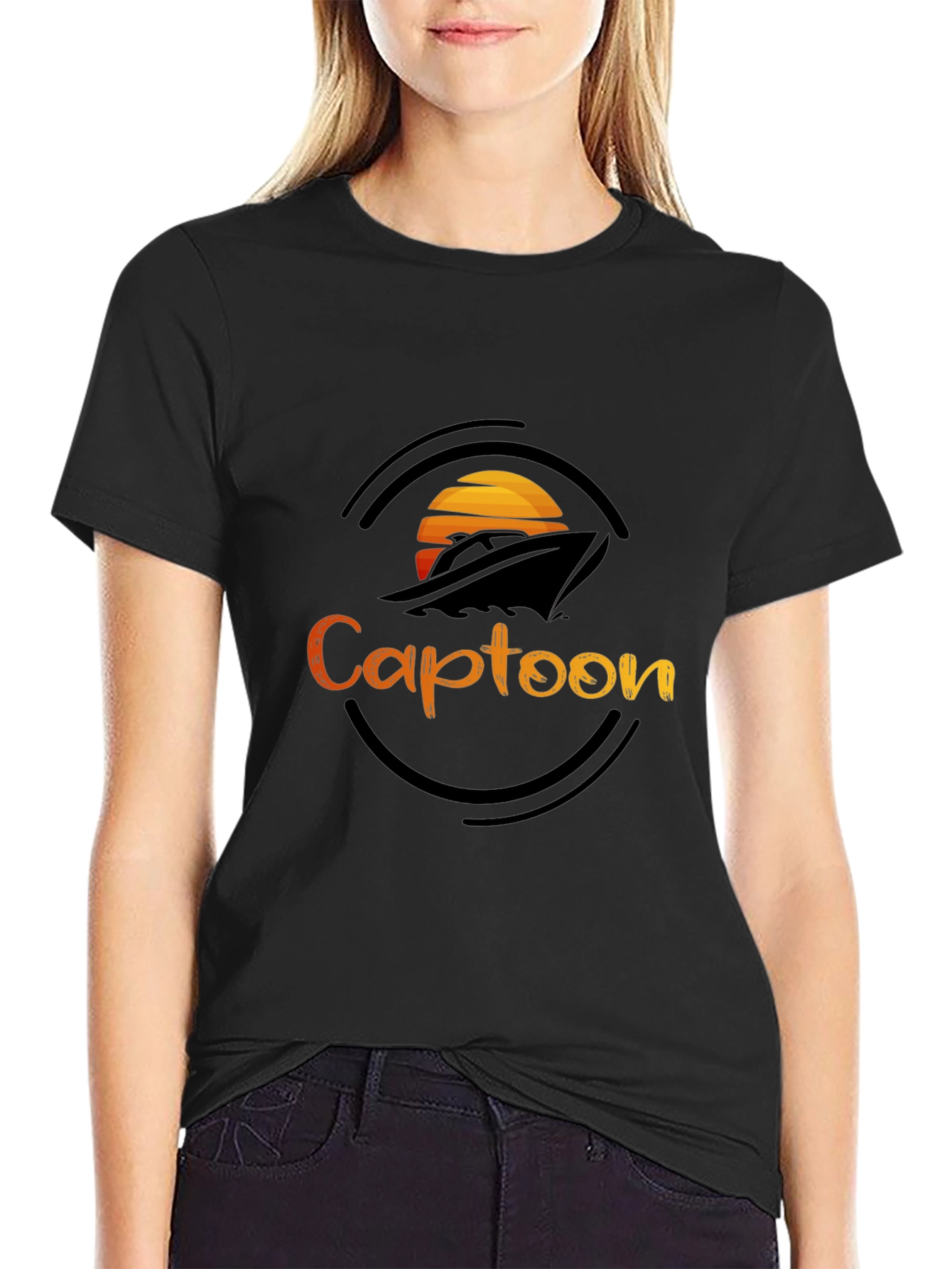 Captoon Sunset Graphic Tee - Black T-Shirt