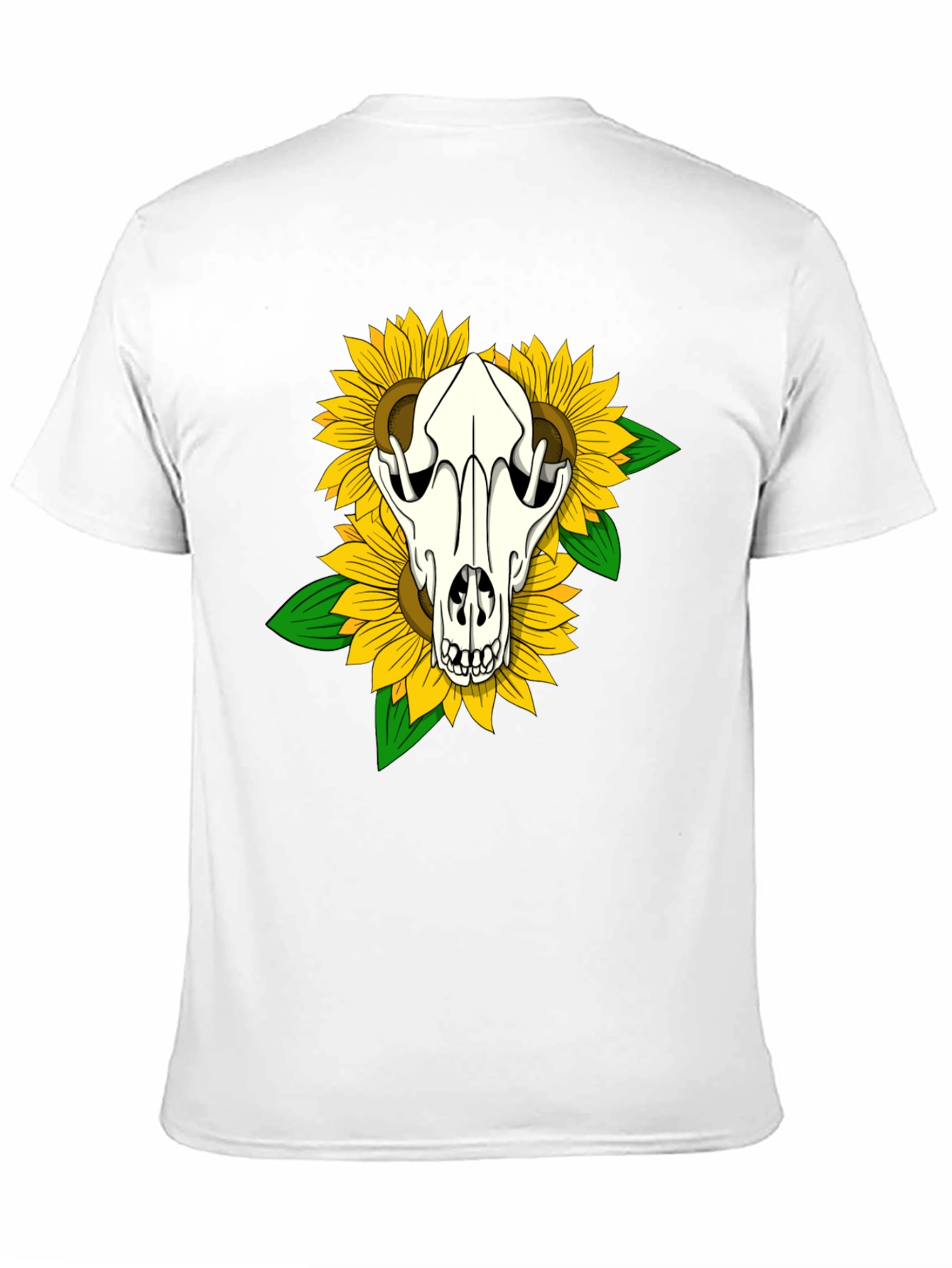 Skull & Sunflower Graphic Tee - Black Cotton T-Shirt