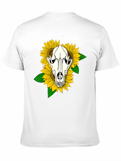 Skull & Sunflower Graphic Tee - Black Cotton T-Shirt
