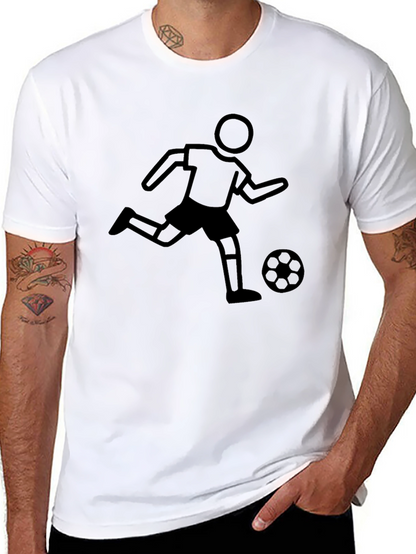 Soccer Player Graphic Tee - Black Cotton Shirt