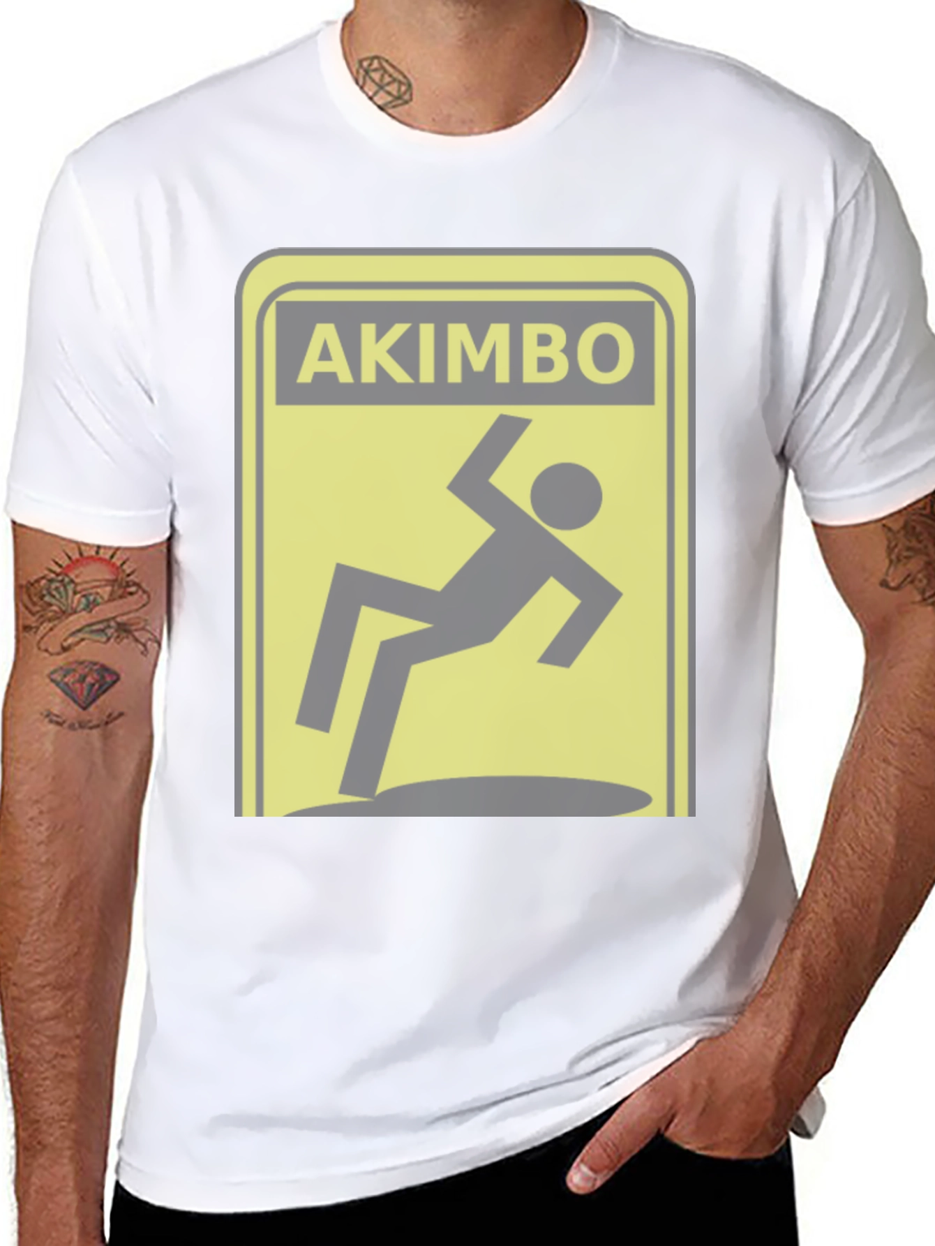 Akimbo Falling Hazard Warning Novelty T-Shirt
