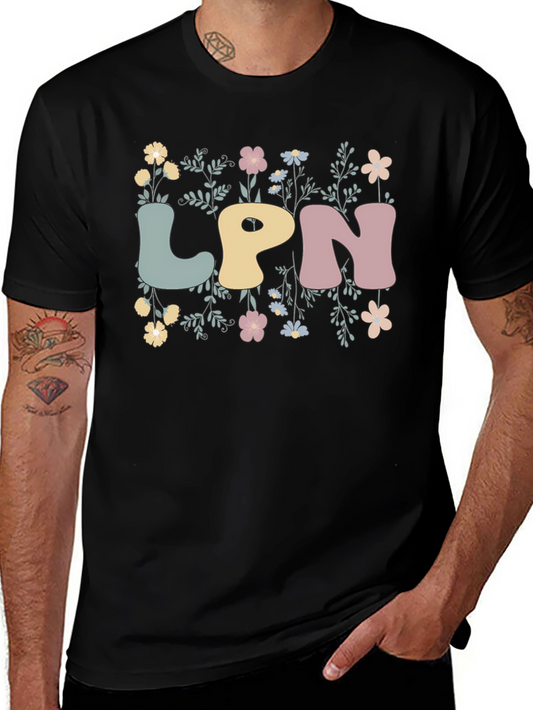LPN Floral T-Shirt - Stylish Licensed Practical Nurse Apparel