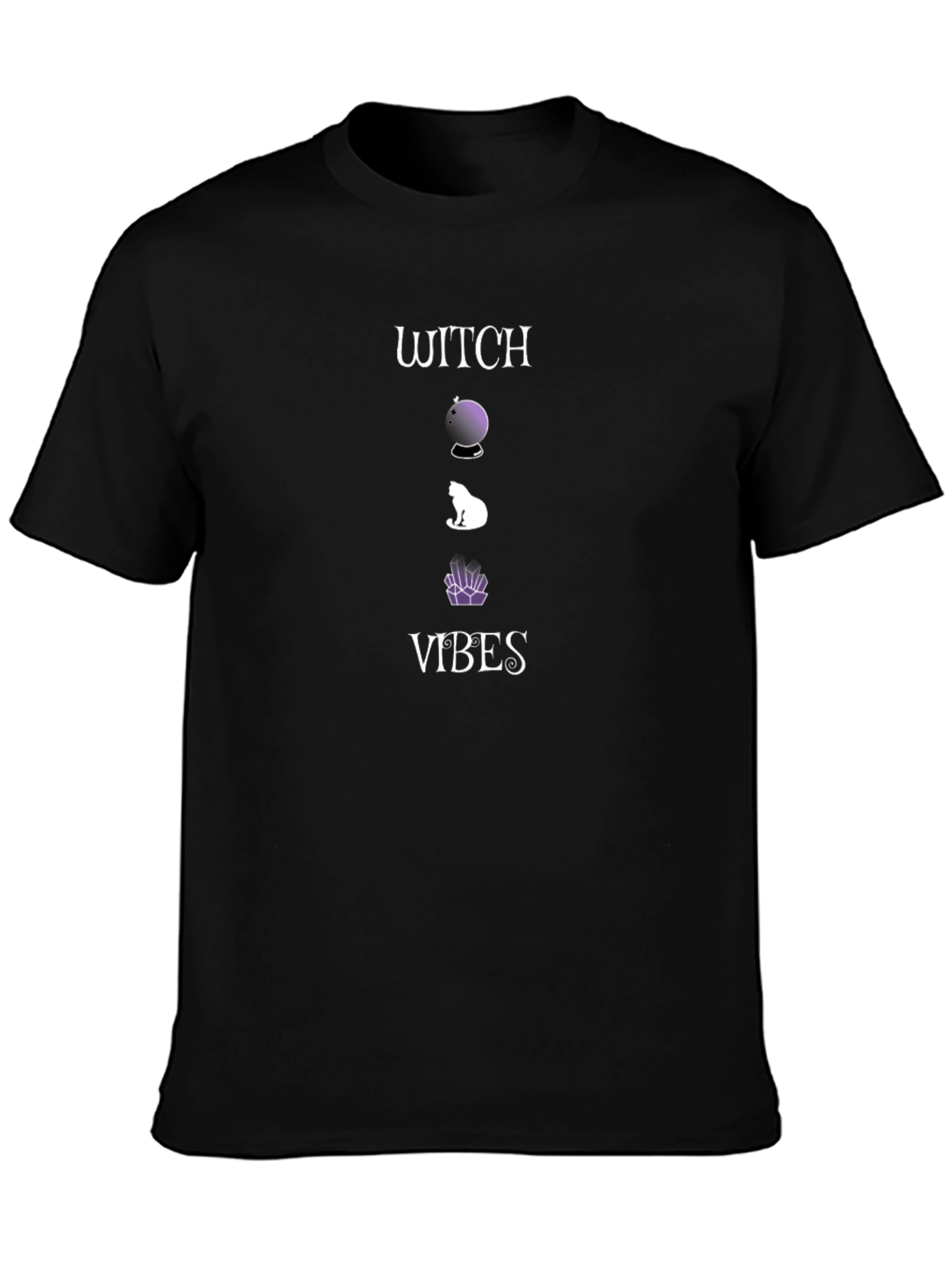 Witch Vibes Graphic Tee - Black Cotton T-Shirt