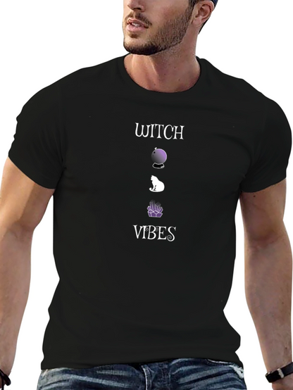 Witch Vibes Graphic Tee - Black Cotton T-Shirt