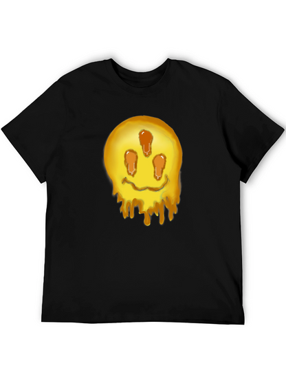 Melting Smiley Graphic Tee - Black