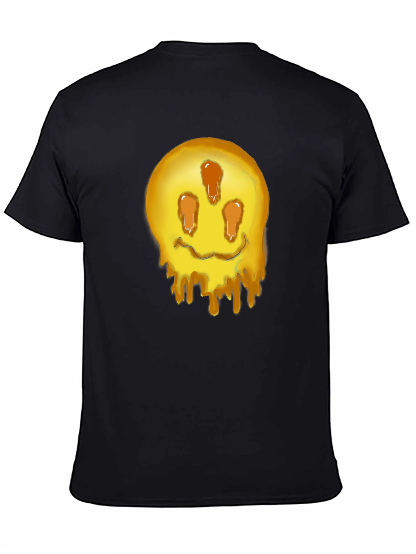 Melting Smiley Graphic Tee - Black