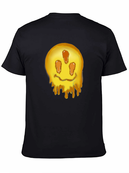 Melting Smiley Graphic Tee - Black