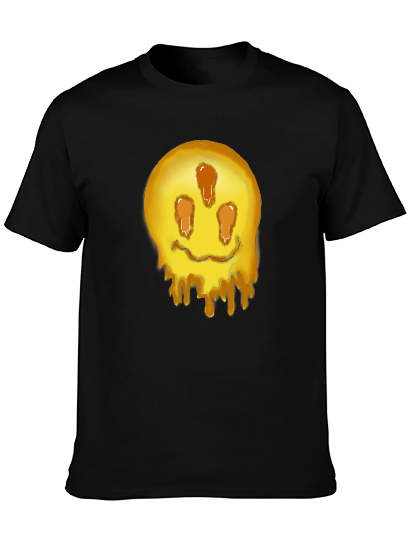 Melting Smiley Graphic Tee - Black