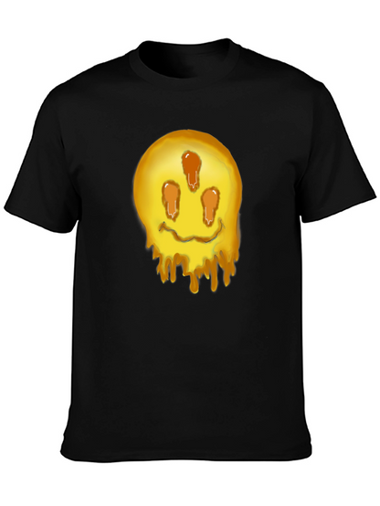 Melting Smiley Graphic Tee - Black
