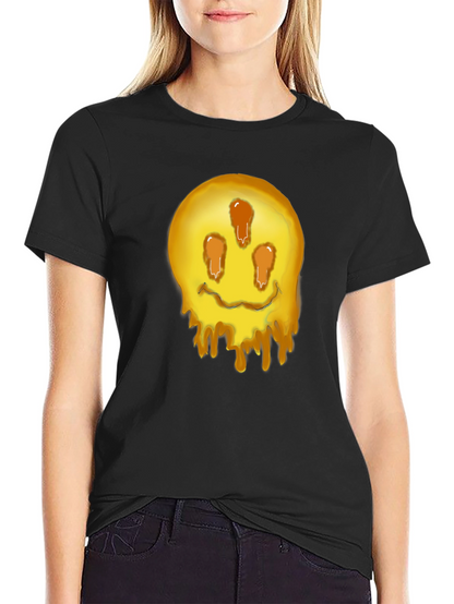 Melting Smiley Graphic Tee - Black