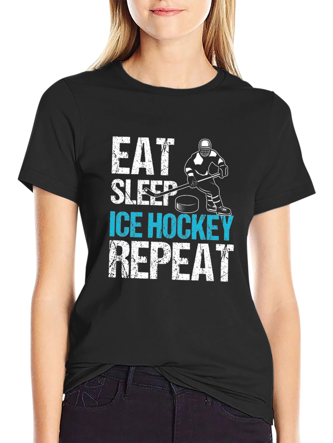 Eat Sleep Ice Hockey Repeat Graphic Tee