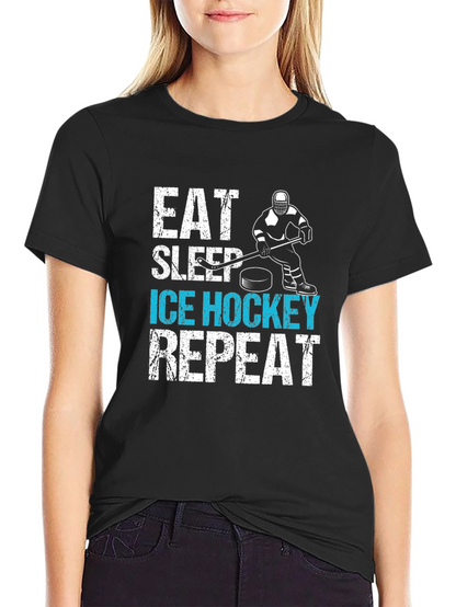 Eat Sleep Ice Hockey Repeat Graphic Tee