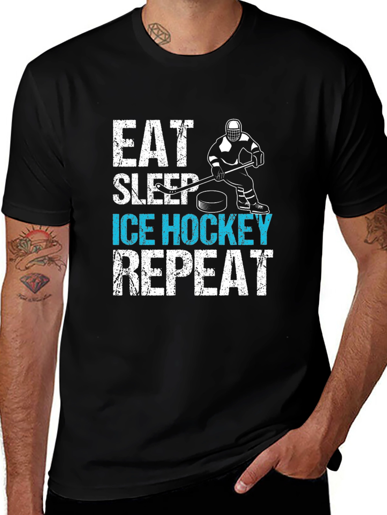 Eat Sleep Ice Hockey Repeat Graphic Tee