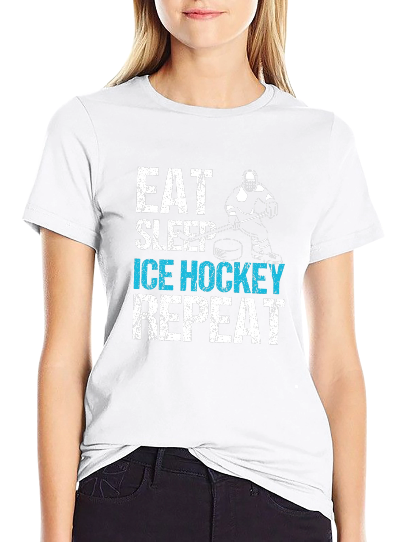Eat Sleep Ice Hockey Repeat Graphic Tee