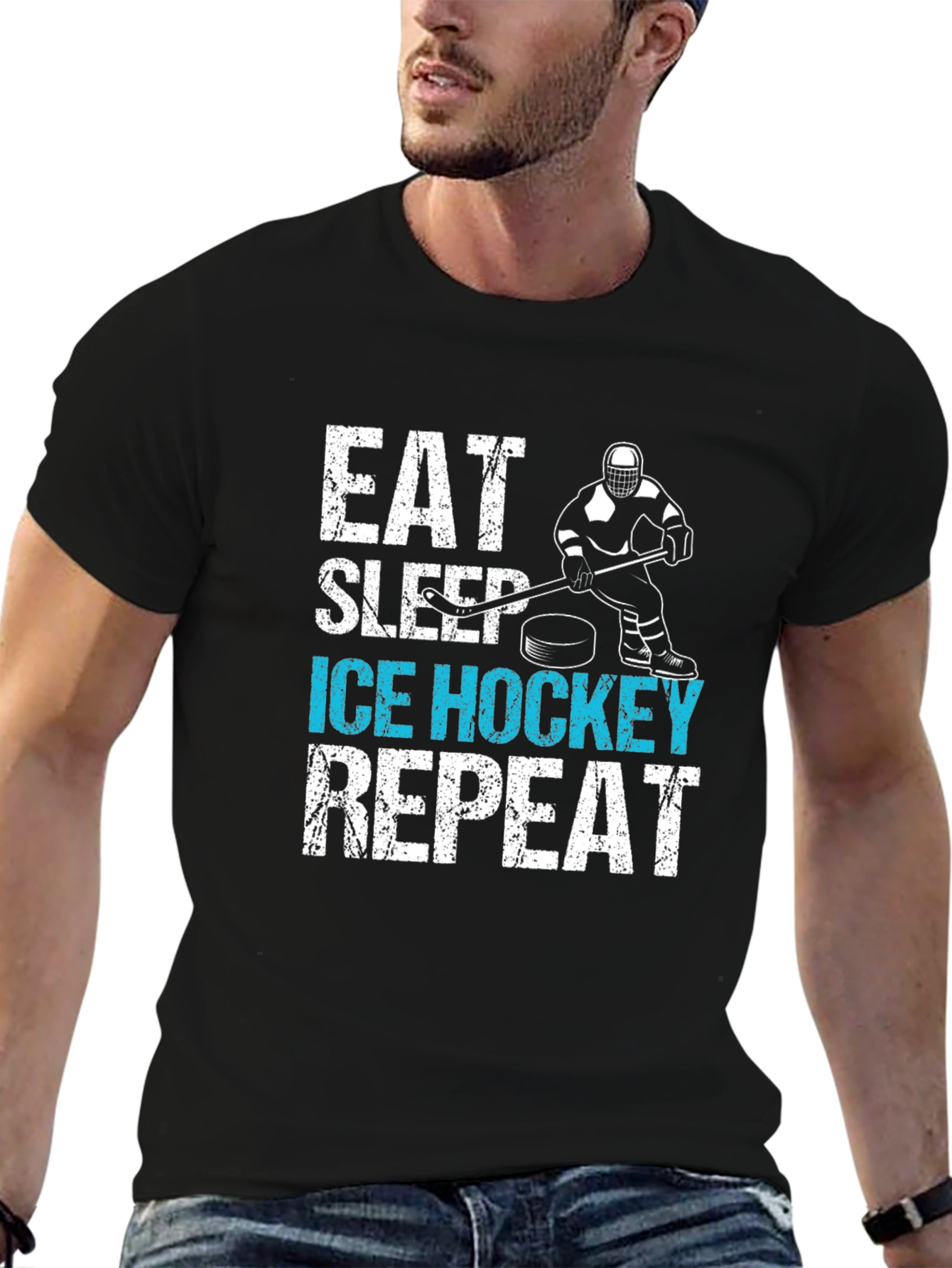 Eat Sleep Ice Hockey Repeat Graphic Tee