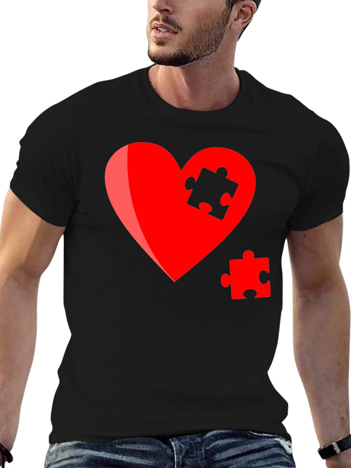 Heart Puzzle Piece Graphic Tee