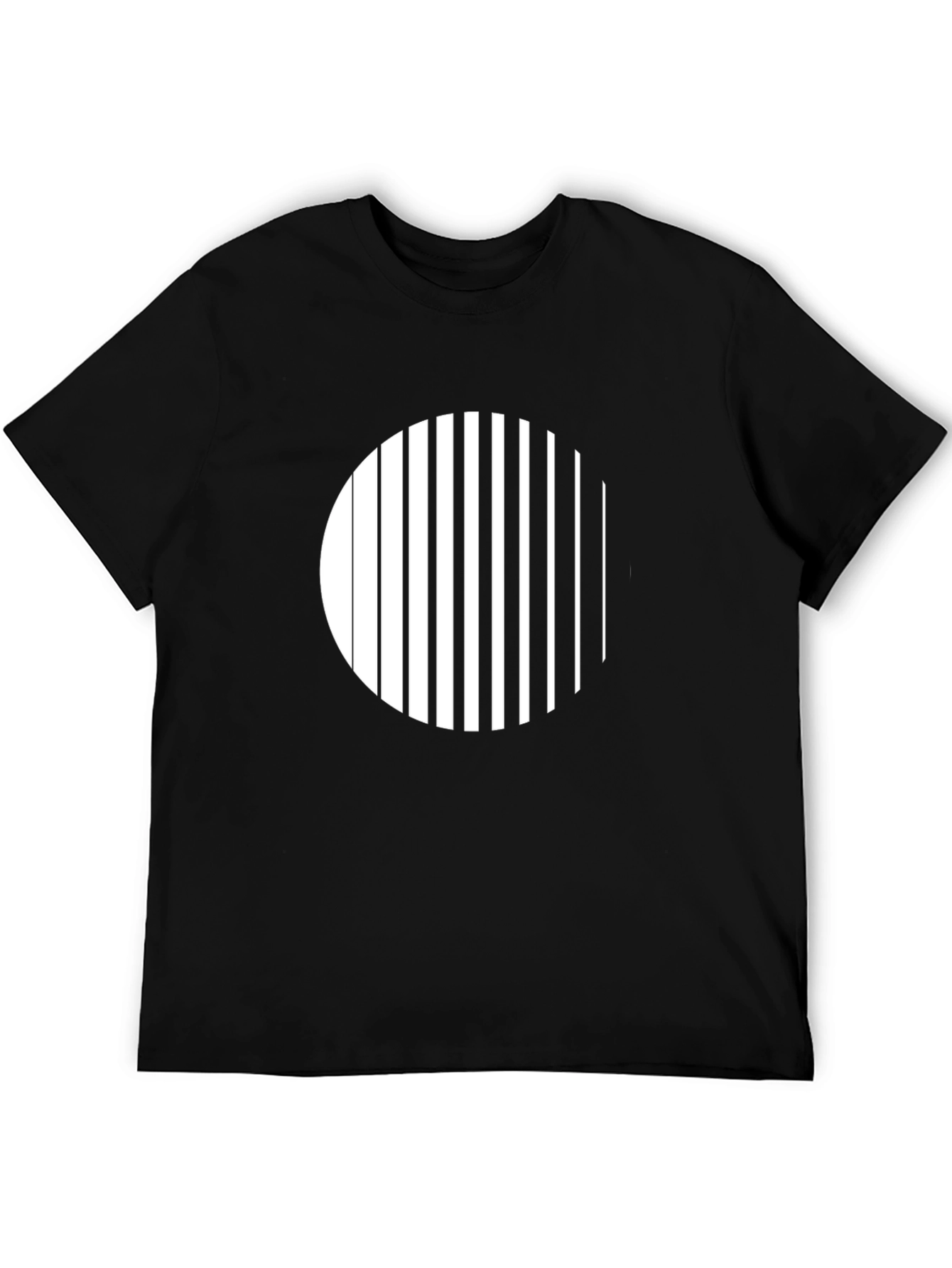 Modern Striped Circle Graphic Black T-Shirt