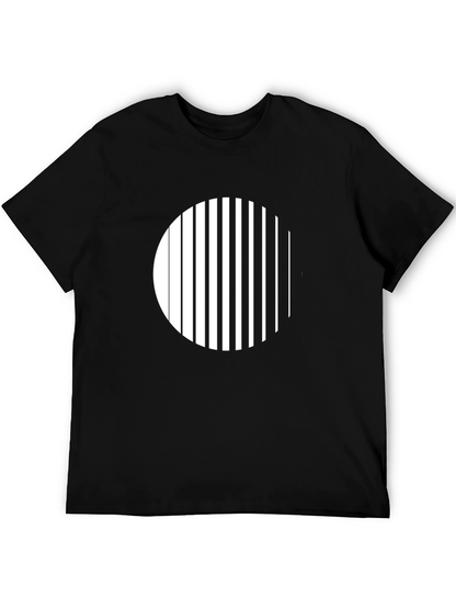 Modern Striped Circle Graphic Black T-Shirt