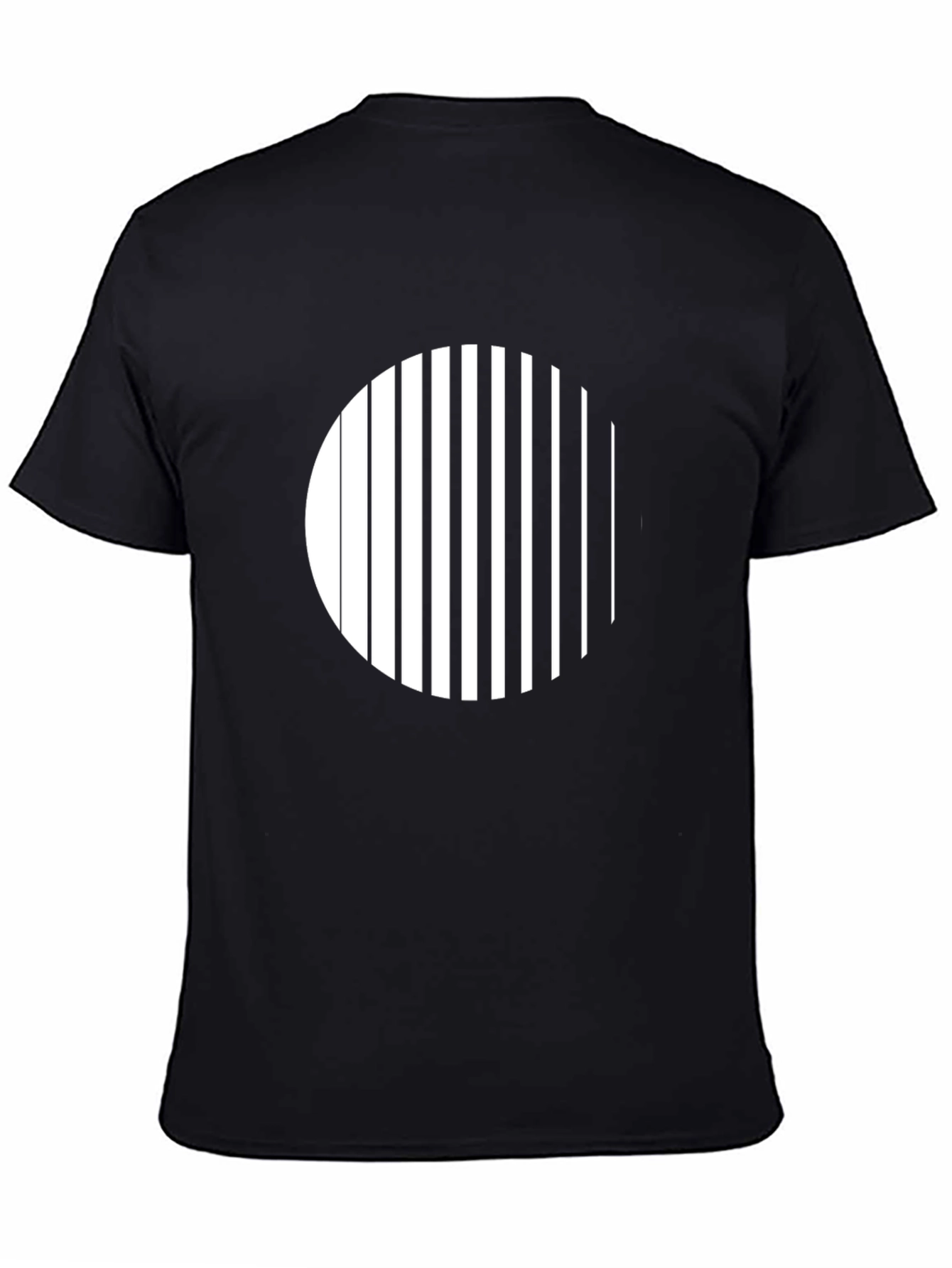 Modern Striped Circle Graphic Black T-Shirt