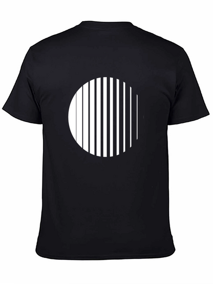 Modern Striped Circle Graphic Black T-Shirt