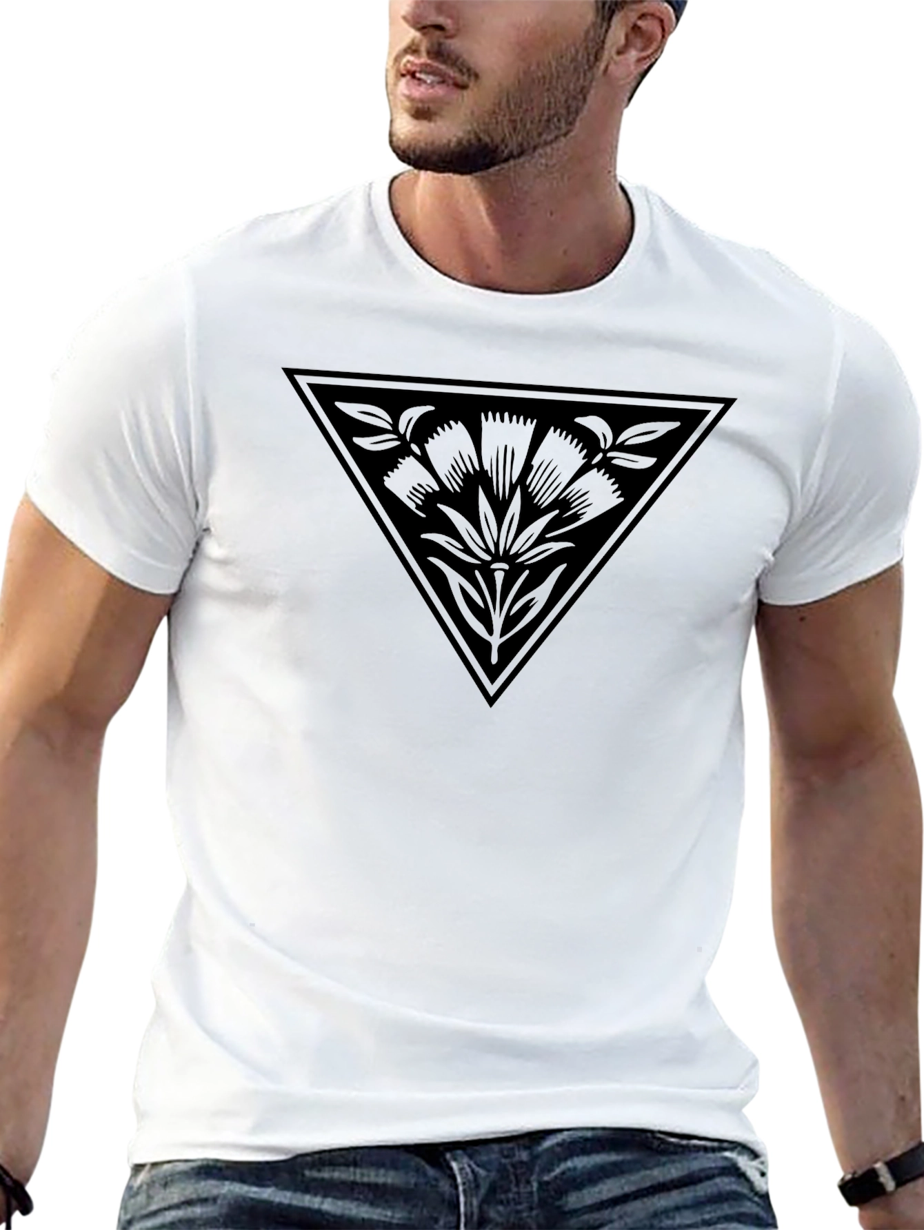 Triangle Floral Graphic T-Shirt