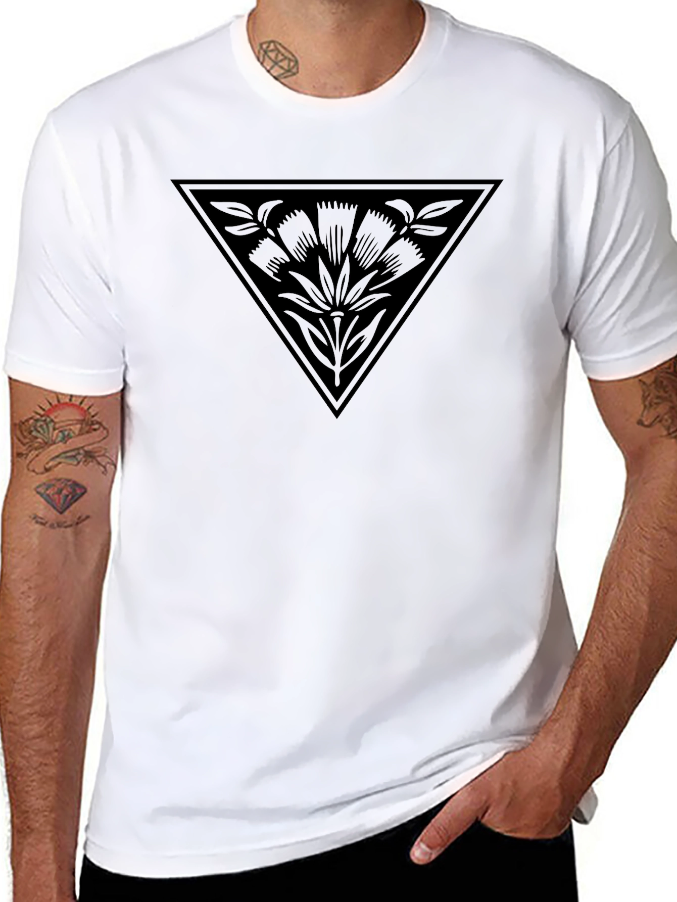 Triangle Floral Graphic T-Shirt