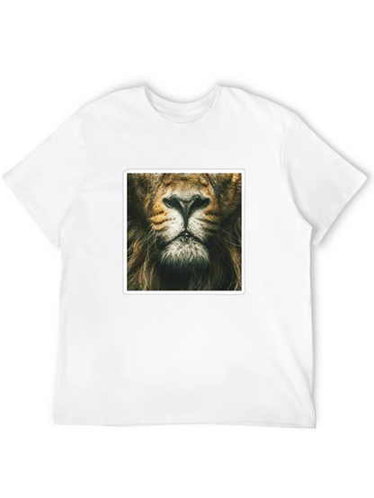 Lion Face Graphic Print Black T-Shirt
