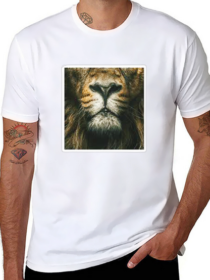 Lion Face Graphic Print Black T-Shirt