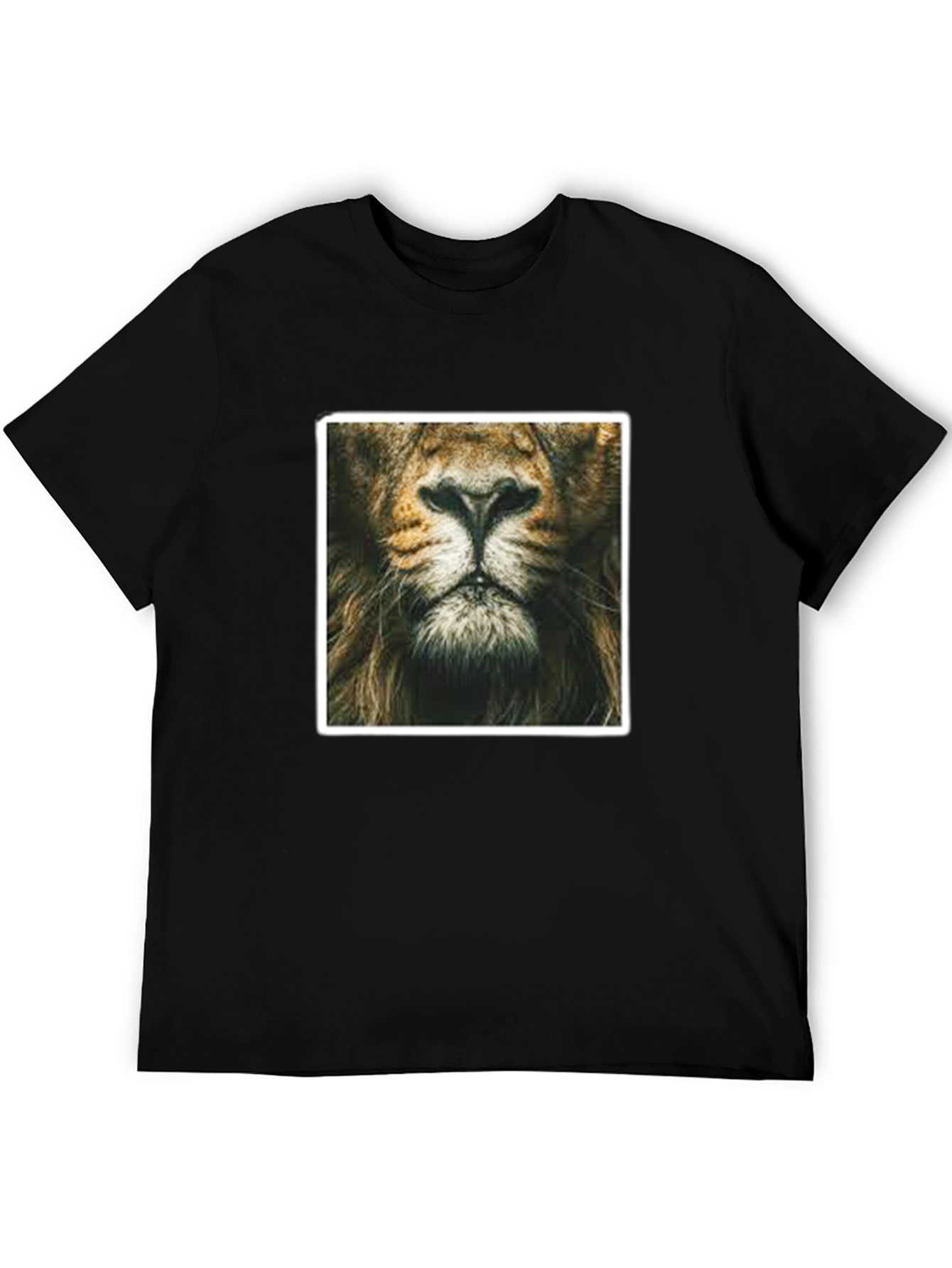 Lion Face Graphic Print Black T-Shirt