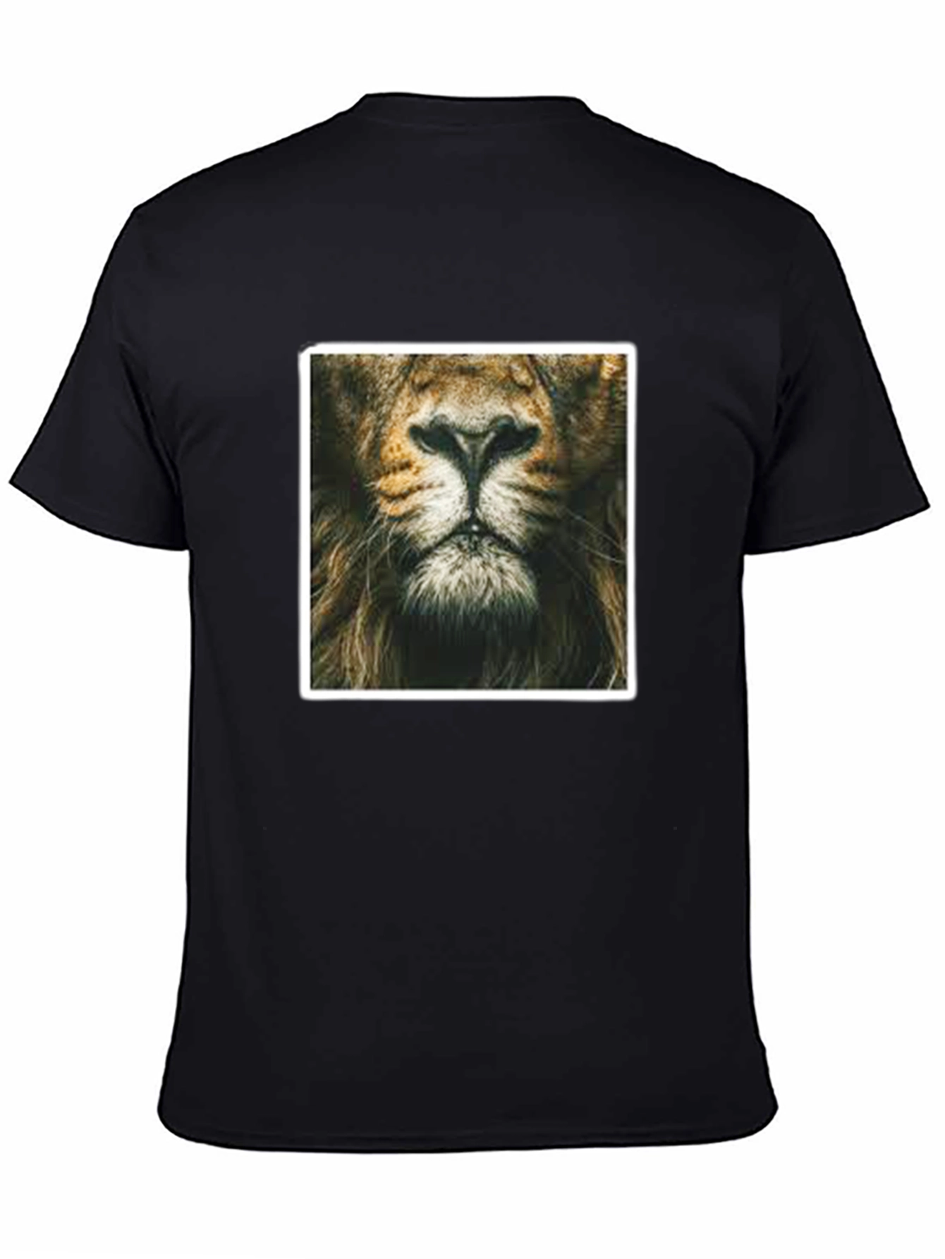 Lion Face Graphic Print Black T-Shirt
