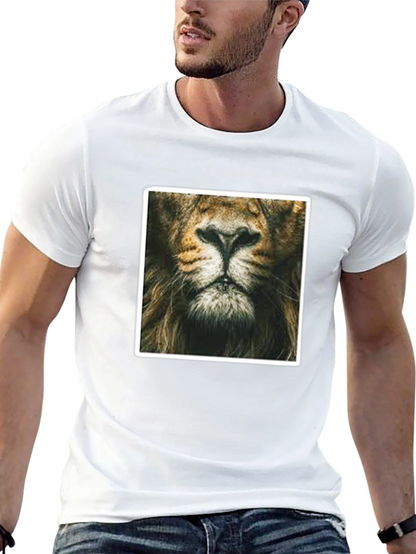 Lion Face Graphic Print Black T-Shirt