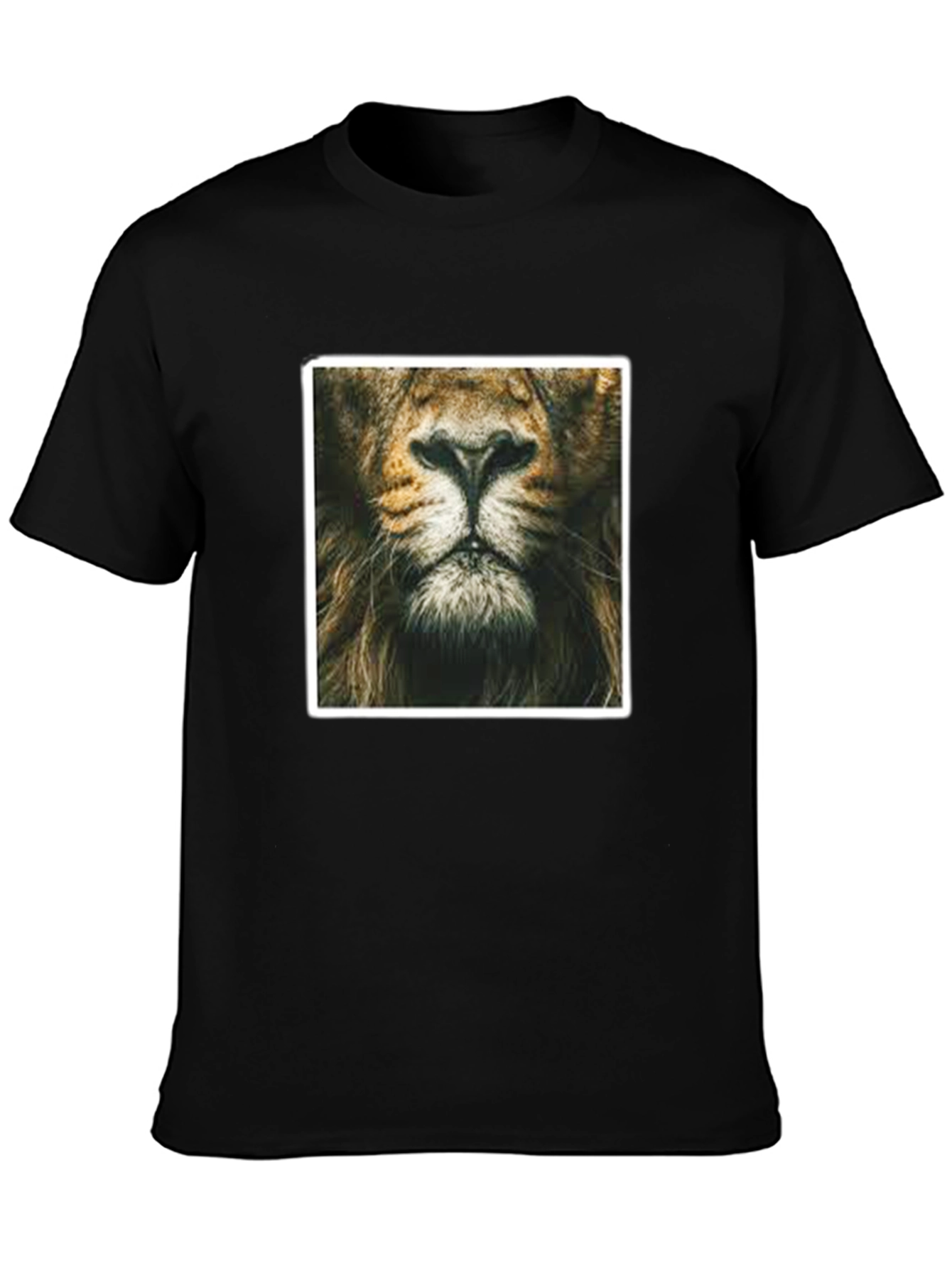 Lion Face Graphic Print Black T-Shirt