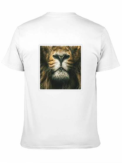 Lion Face Graphic Print Black T-Shirt
