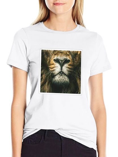 Lion Face Graphic Print Black T-Shirt
