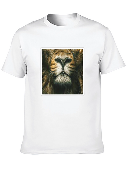Lion Face Graphic Print Black T-Shirt