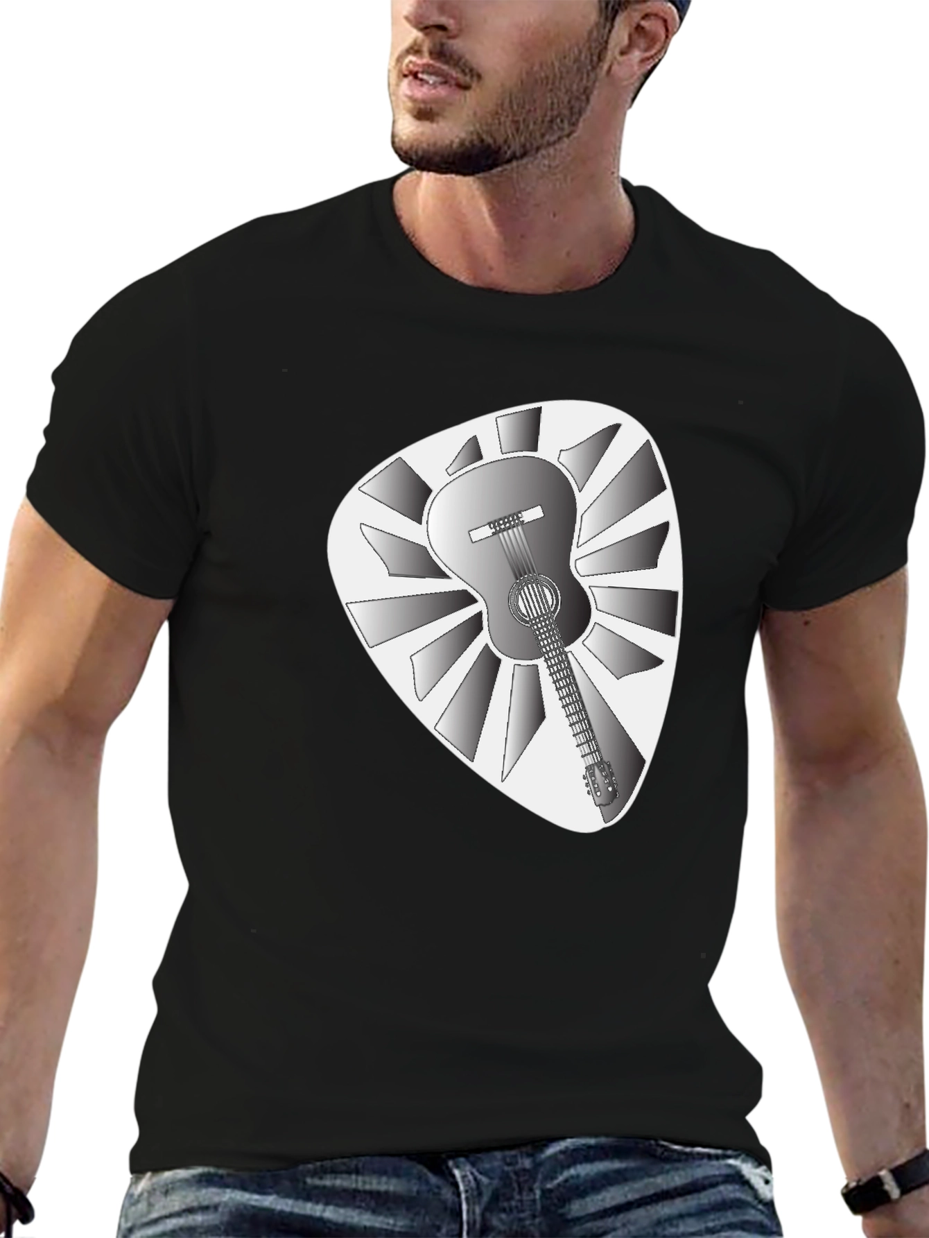 Guitar Pick T-Shirt - Acoustic Guitar Design
