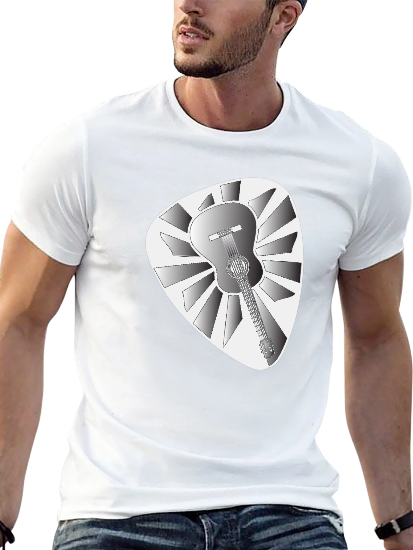 Guitar Pick T-Shirt - Acoustic Guitar Design