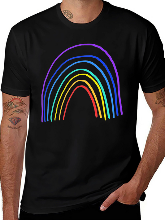 Rainbow Graphic Print Black T-Shirt