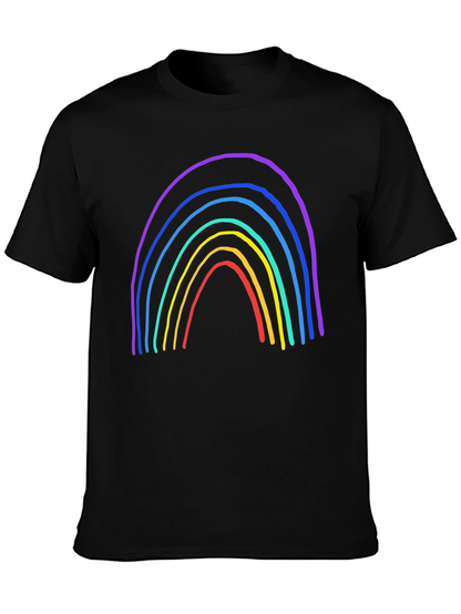 Rainbow Graphic Print Black T-Shirt