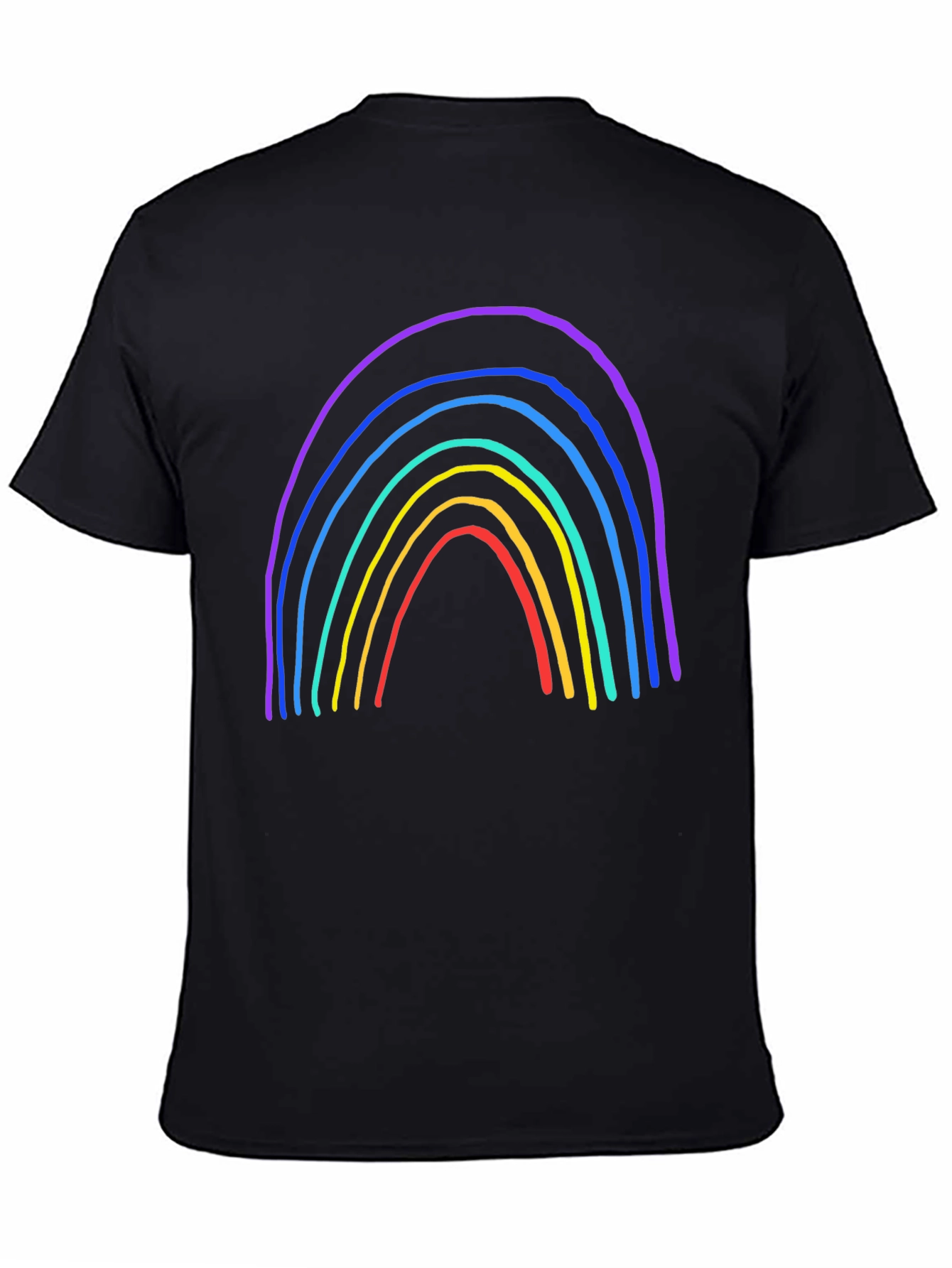 Rainbow Graphic Print Black T-Shirt