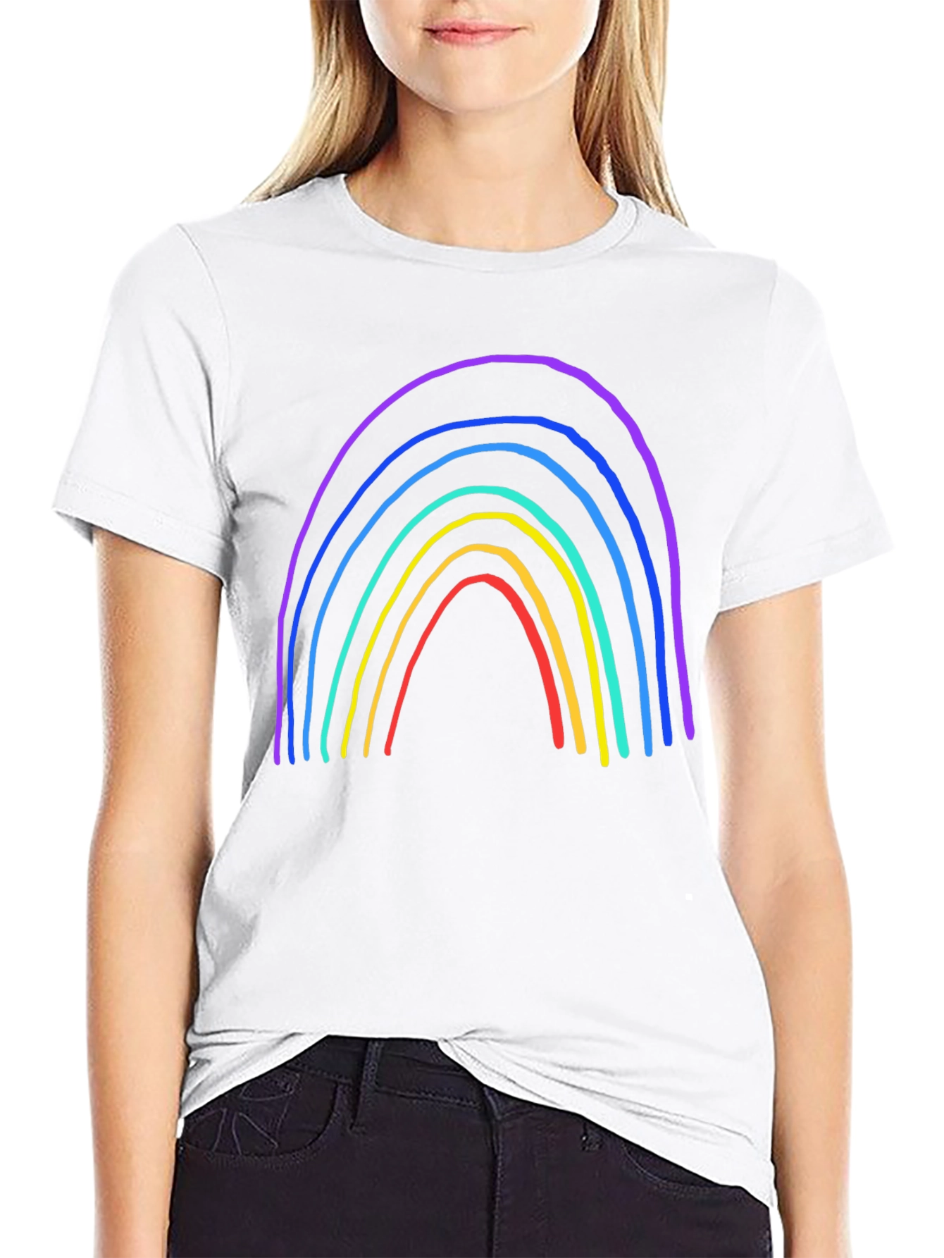 Rainbow Graphic Print Black T-Shirt