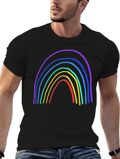 Rainbow Graphic Print Black T-Shirt