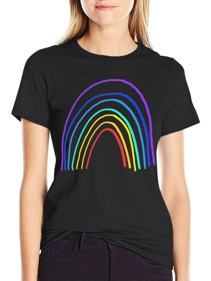 Rainbow Graphic Print Black T-Shirt