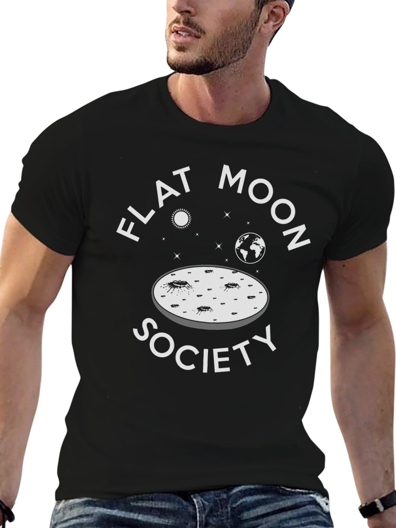 Flat Moon Society T-Shirt - Novelty Space Design