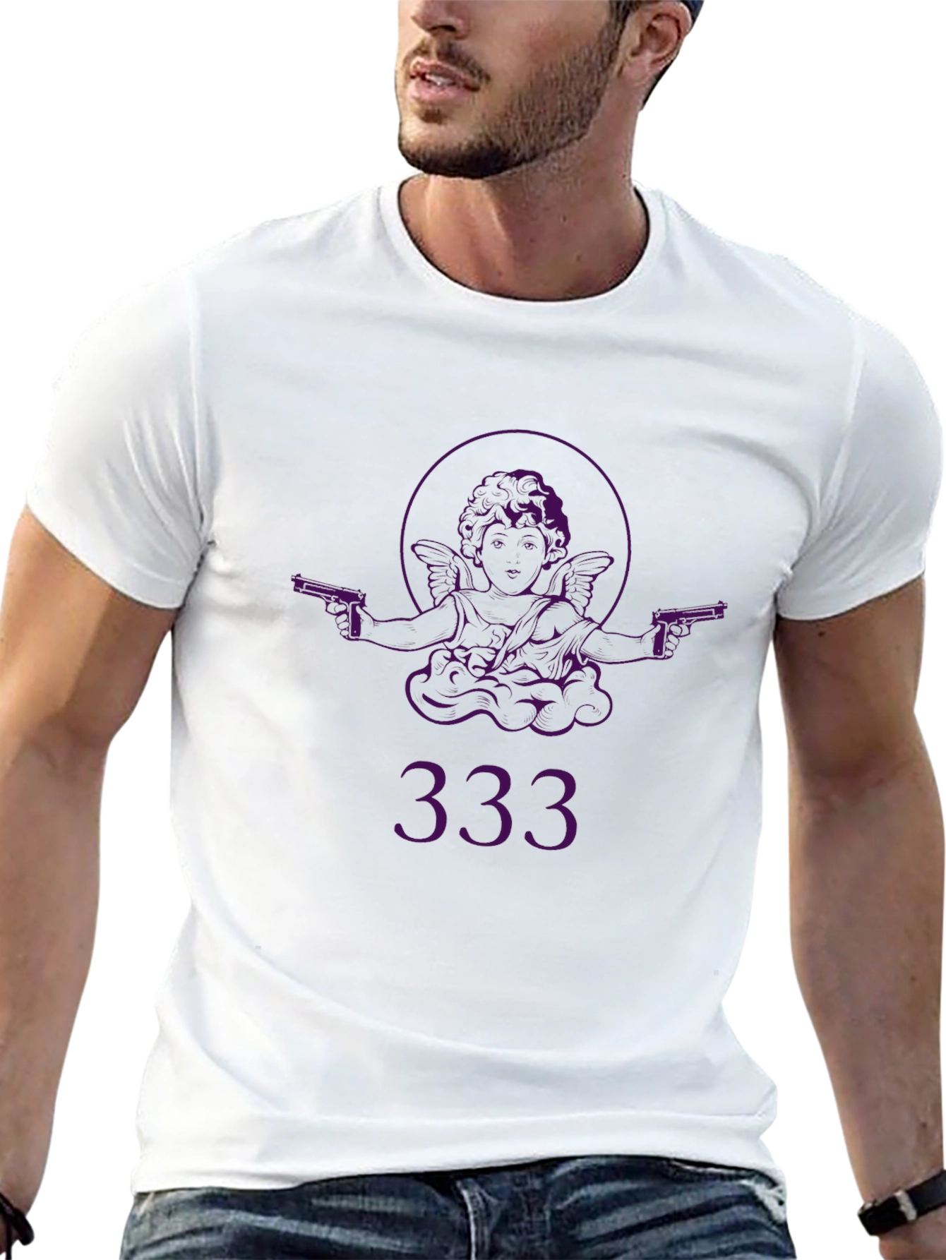 Angel with Guns Graphic Black T-Shirt - Edgy Streetwear