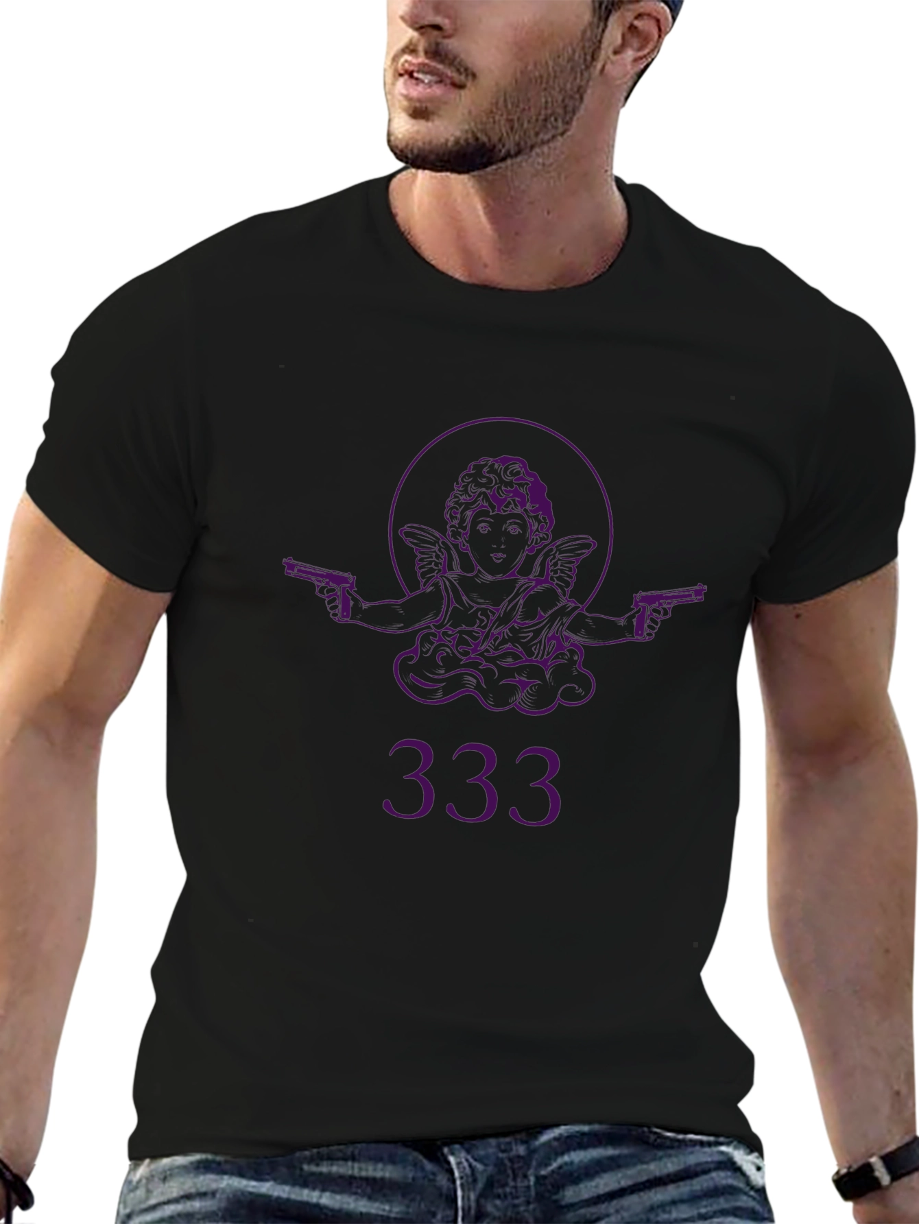 Angel with Guns Graphic Black T-Shirt - Edgy Streetwear